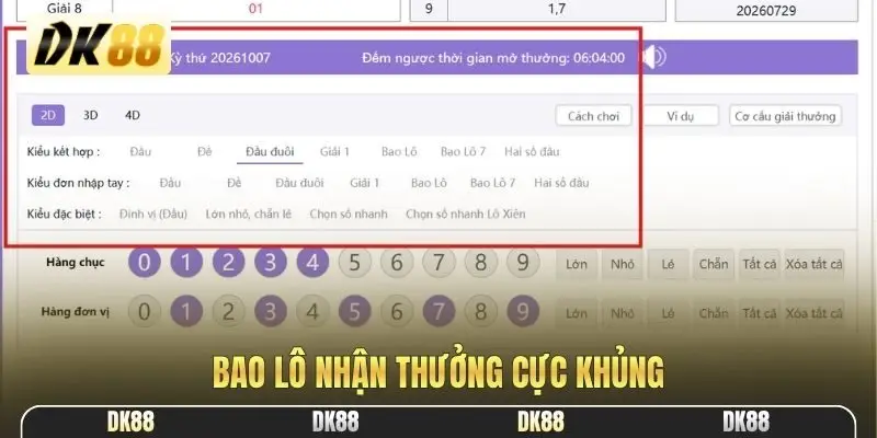 Bao lô nhận thưởng cực khủng